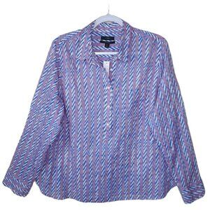 NWT J. Crew Zigzag Plaid Pullover Top 2X Preppy Office Colorful